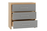 Seville Grey Three Drawer Chest - open